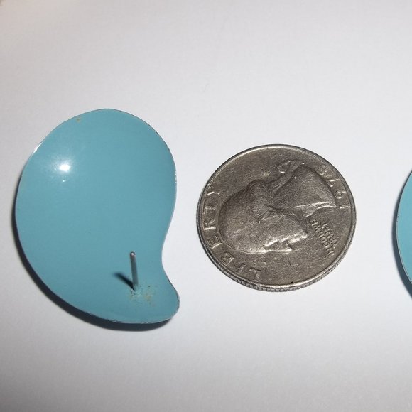 Vintage Earrings Turquoise Blue Painted Retro Style Post Stud Jewelry Set A308 - Picture 4 of 7